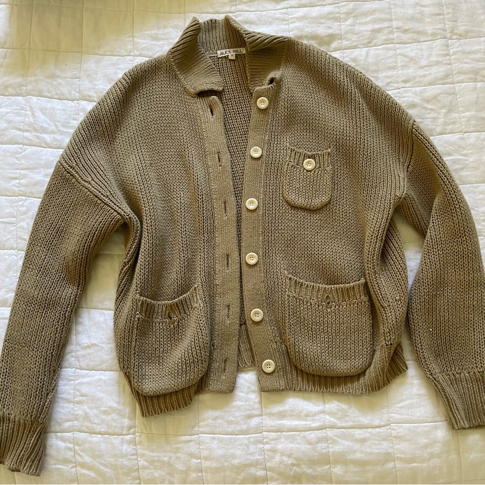 Alex Mill Taupe Button-Up Cardigan